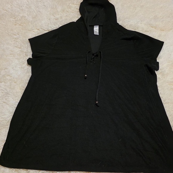 Time and Tru Women’s Size 3XL Black Hooded Swimsuit Cover Top NWT - Picture 1 of 6